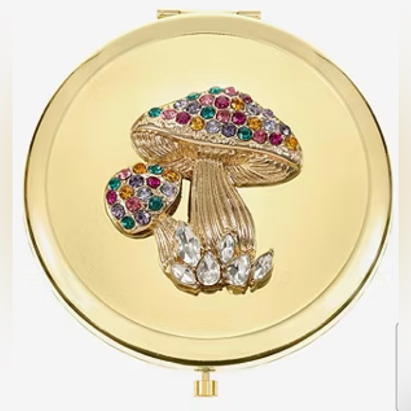 RESERVED FOR BUNDLE Monet Gold Compact Mirror with Multicolor Gem Accents - Picture 3 of 5